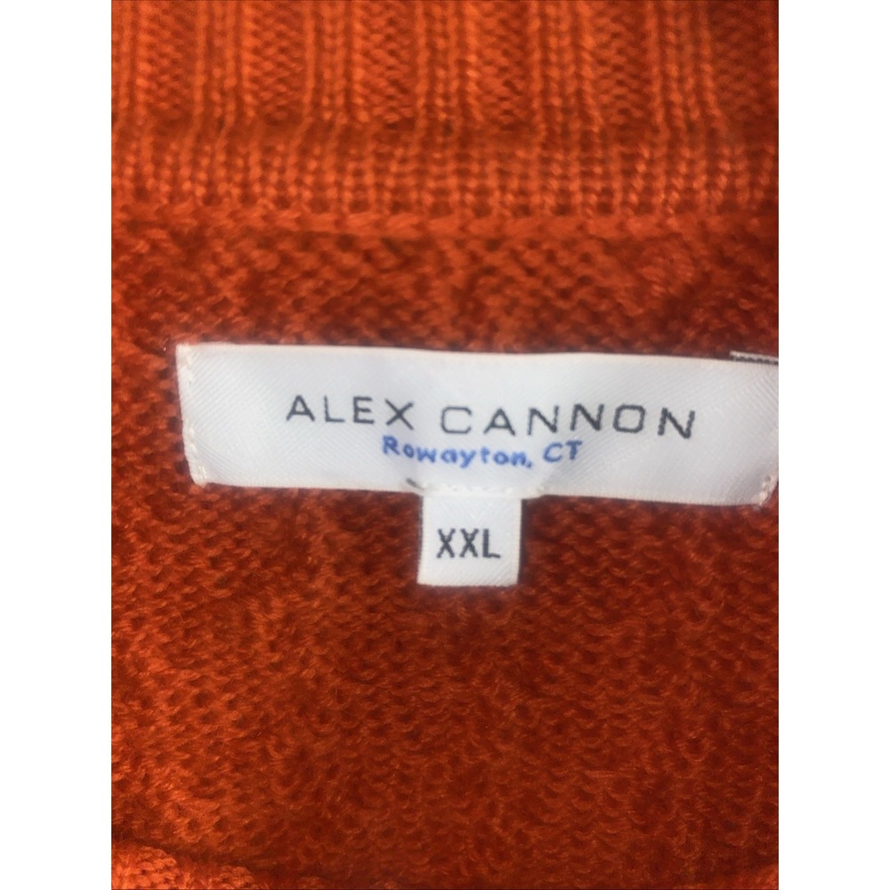 Alex Cannon Cable Knit Sweater Orange XXL Wool Blend - Picture 4 of 6
